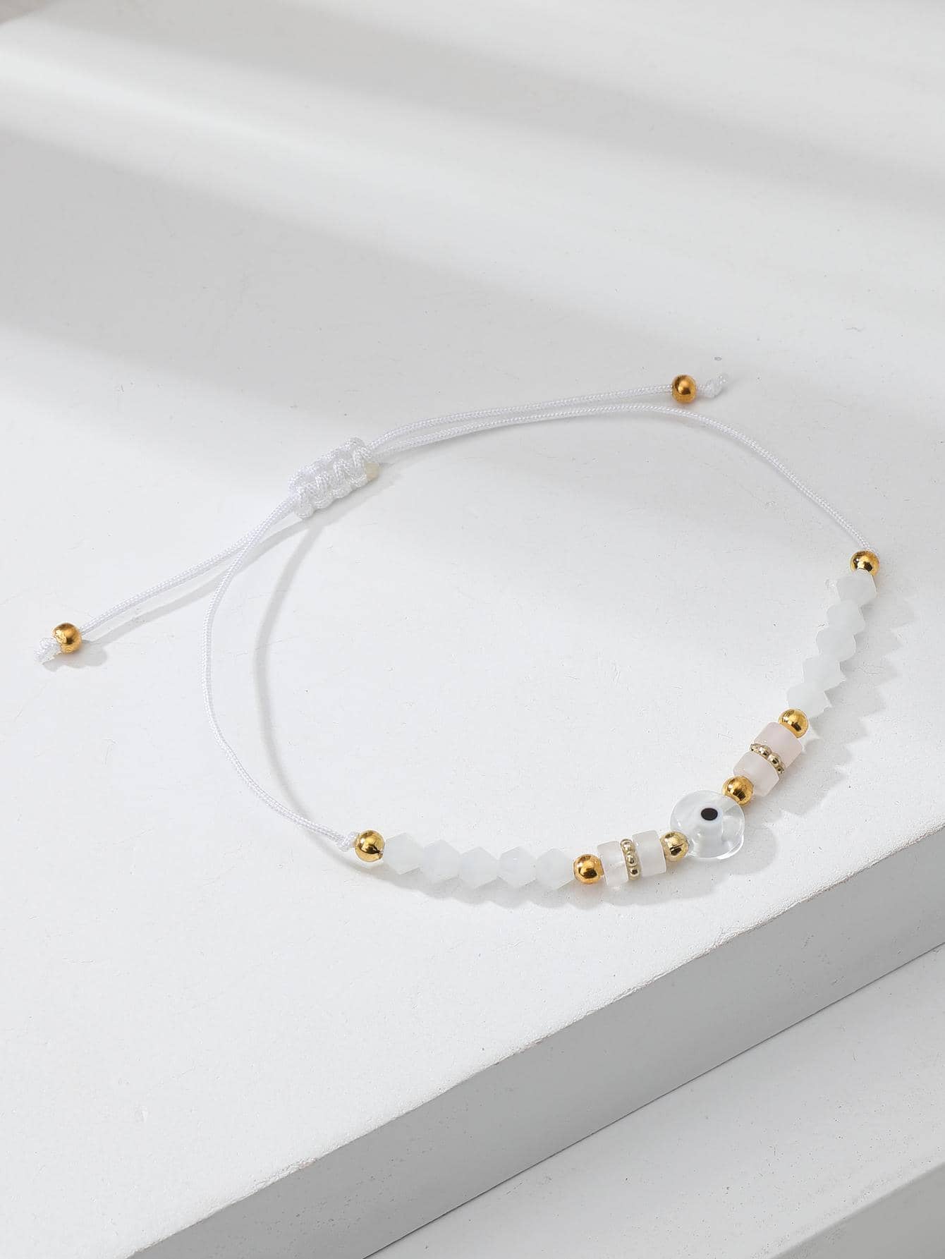 眼睛裝飾手鍊精緻邪惡之眼手鍊情侶編織流蘇手鍊首飾禮物生日禮物女士 - 白色 - 查看 1