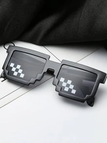 1pc Mosaic Pattern Party Glasses, Plastic Party Prop Glasses For Party Shades Beach Accessories Halloween For Summer Beach Vacation,Outdoor,Travel - Black and White - View 3