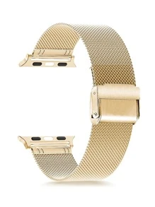 1 Dây đeo đồng hồ thời trang bằng thép không gỉ màu vàng cho nam nữ để trang trí - Vàng - Xem 1