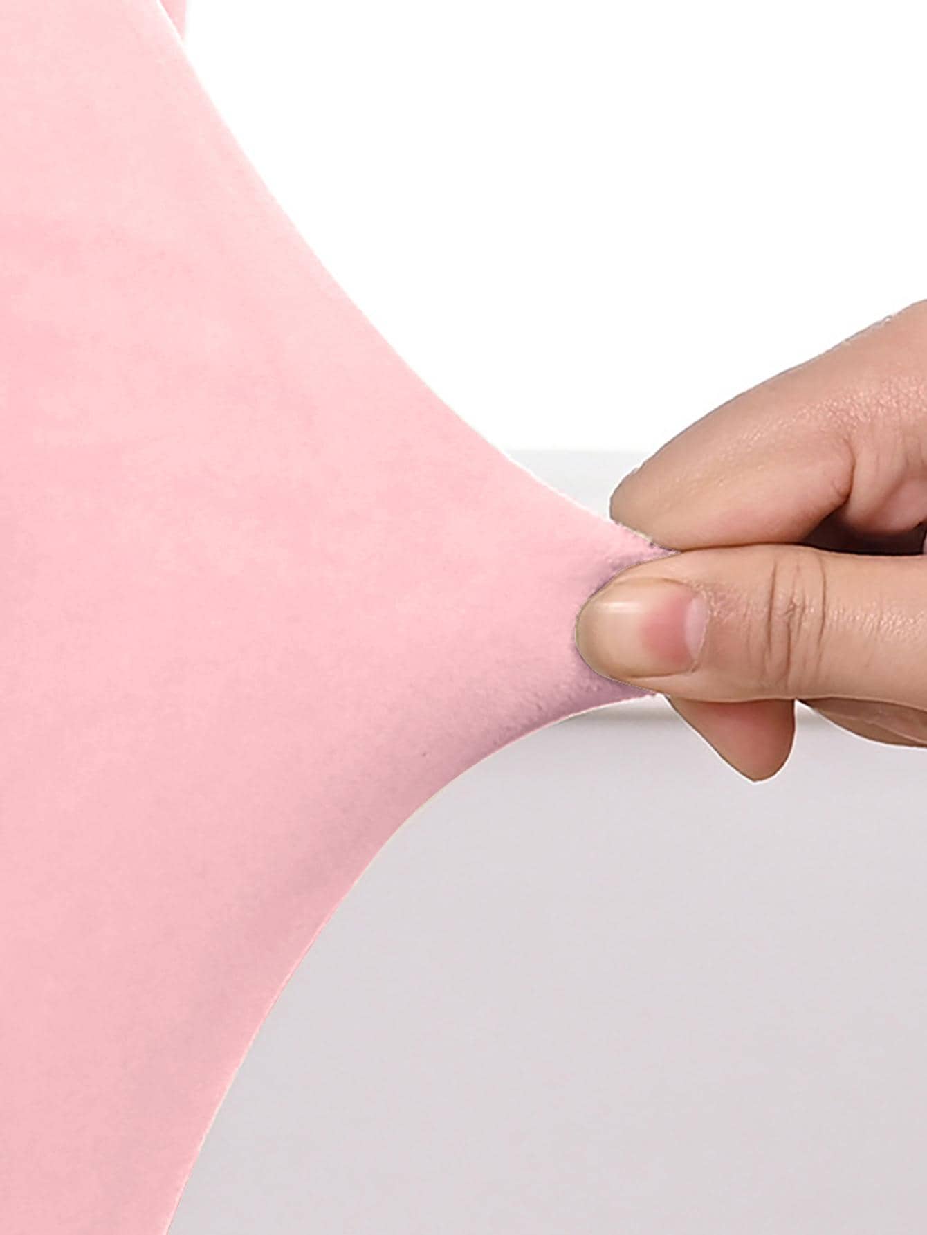 1pc Solid Color Stretchy Chair Slipcover, Pink Polyester Dining Chair