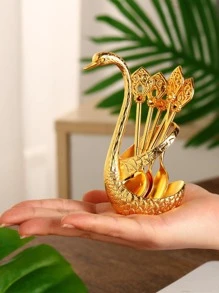 7入組素色茶匙和支架套裝