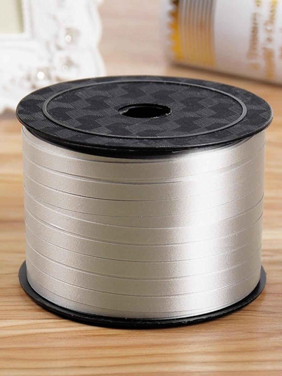 1roll Solid Balloon Ribbon, Silver Plastic Balloon Tie Strip, For Party - Silver - View 1