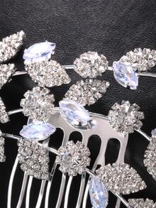 1 Nữ Đính Đá Cubic Zirconia Lá Trang Trí Quyến Rũ Tóc Cô Dâu Cho Tiệc Cưới - Bạc - Xem 3