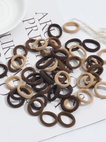 50pcs Women Solid Casual Hair Tie For Daily Life Ponytail Holder Hair Elastic Hair Rope - Multicolor - View 8