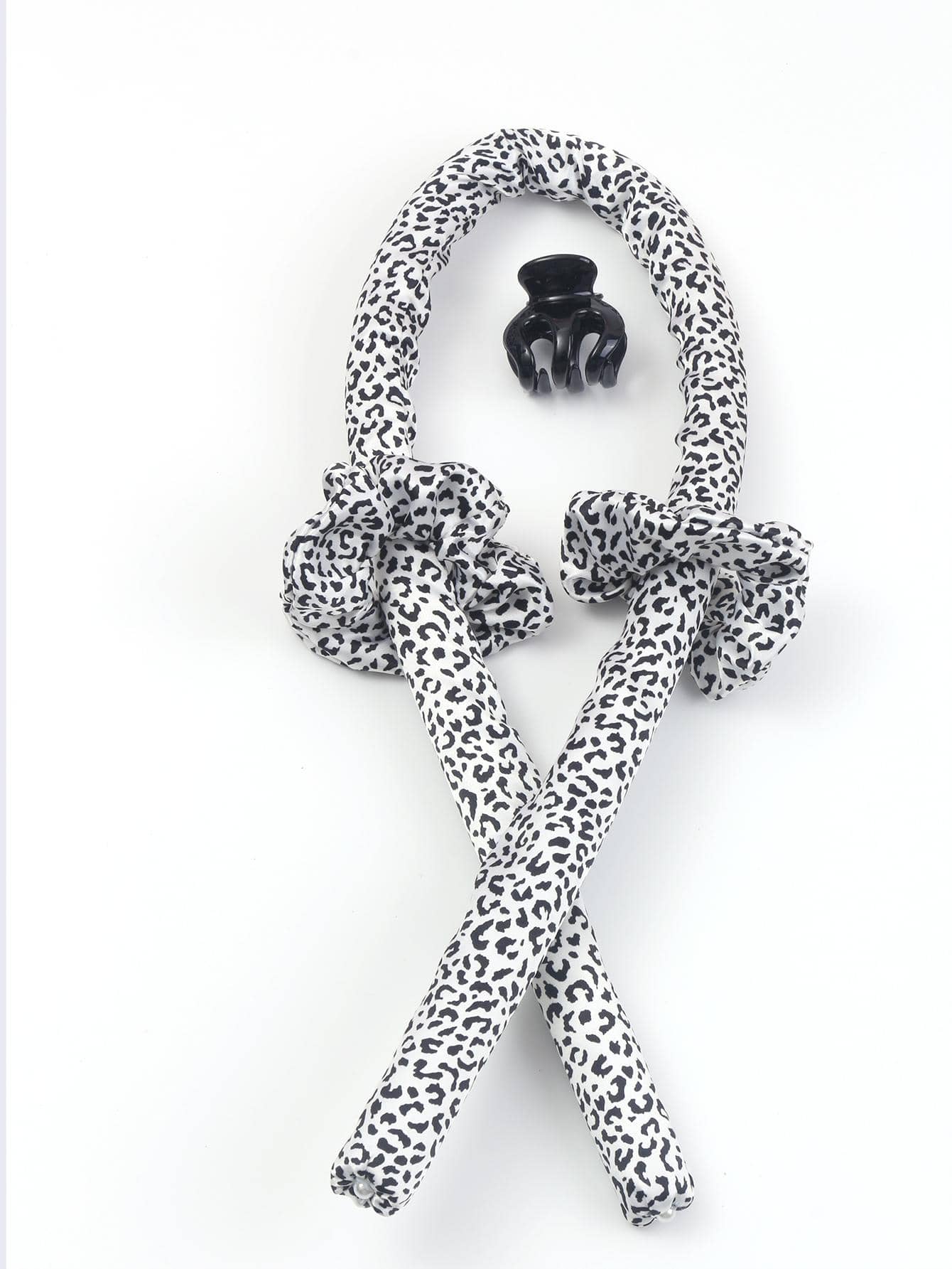 suave Rulos Herramienta 4 piezas con patrón de leopardo Rizador de pelo para el peinado - Blanco y Negro - Ver 1