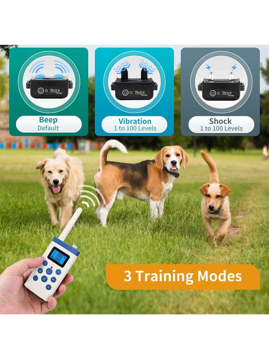 Automatic Bark Collar For Large Dogs, Shock Collar With Remote And Auto