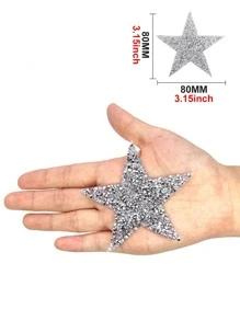 2pcs Rhinestone Star Shaped Iron-on Patch - Silver - View 8