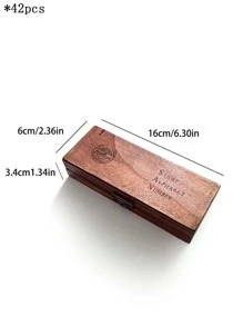 42 piezas Sello de madera con diseño de letras y números, sello de madera vintage multiusos fácil de usar para scrapbooking, elaboración de tarjetas, manualidades DIY y vuelta al colegio - Marrón - Ver 7