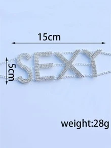 龐克字母性感細節項鍊適合女士適用於舞會 - 銀色 - 查看 3