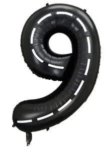 5pcs Racing Theme Foil Balloons 40 Inch Black Number Helium Balloons Baby Birthday Party Decoration Shower - Black and White - View 4