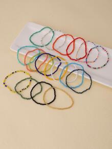 12pcs/set Color Block Beaded Anklet - Multicolor - View 3