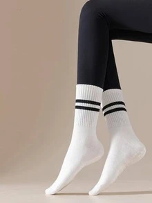 1 Đôi Vớ Thể Thao Thời Trang Chống Trơn Trượt Cho Nữ Họa Tiết Sọc Dành Cho Cuộc Sống Hàng Ngày - màu đen - Xem 5