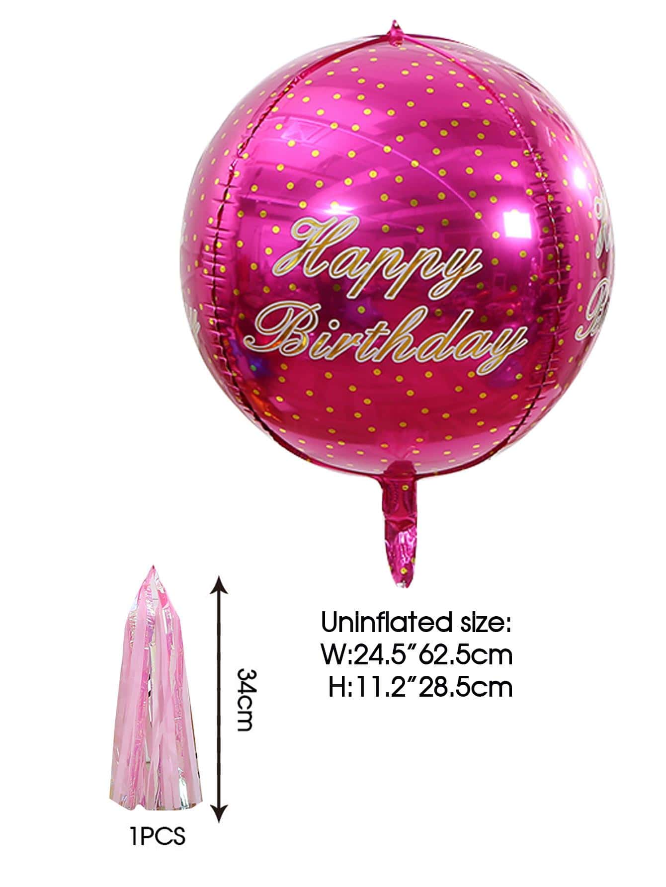 2 piezas Globos decorados con flecos y gráficos con eslogan - Rosa Fucsia - Añade 2
