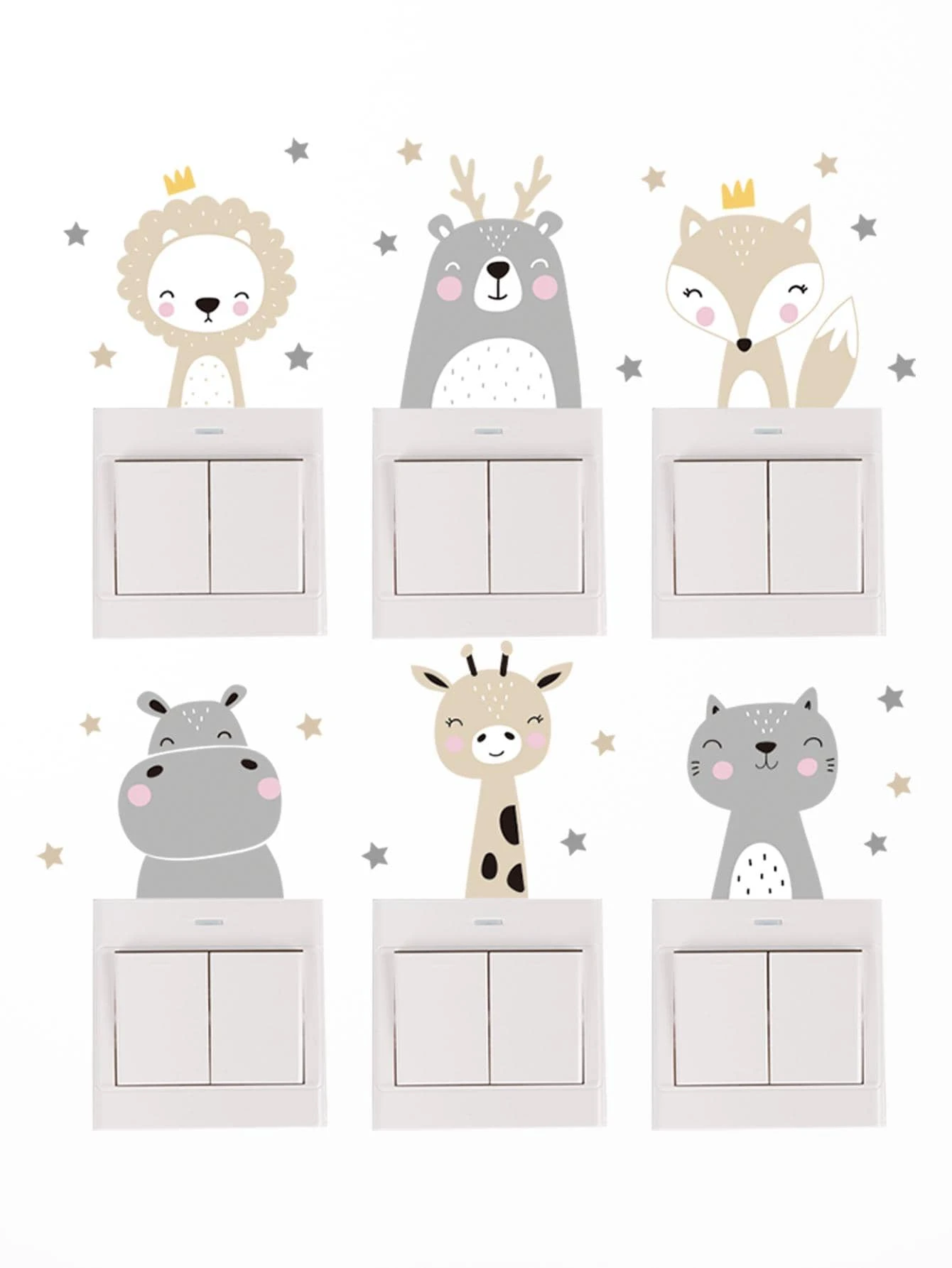 6pcs Removable PVC Switch Outlet Wall Sticker, Creative Cartoon Graphic Self-Adhesive Switch Sticker For Decoration, Stickers, Wall Decal, Vinyl Decal For Home Decorations, Spring Decoration Items Refresh Your Home, Rama Decoration Stickers Gifts Birthday Graduation - Multicolor - View 1