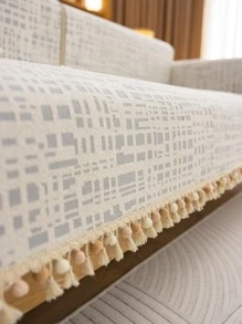Chiếc Đệm Sofa Đơn Giản Chenille Bốn Mùa, Chống Trơn Trượt Nói Chung, Bảo Vệ Cho Thú Cưng, Vỏ Sofa, Phòng Khách Hiện Đại, Khăn Sofa - Màu Xám nhạt - Xem 5