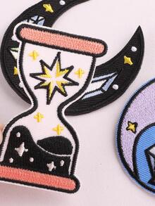 3pcs Moon & Star Embroidered Iron-on Patch - Multicolor - View 3