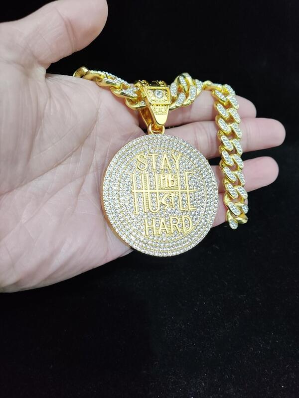 Men Rhinestone Round Pendant Necklace SHEIN USA