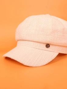 Letter Decor Baker Boy Cap - White - View 2