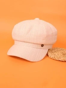 Letter Decor Baker Boy Cap - White - View 3