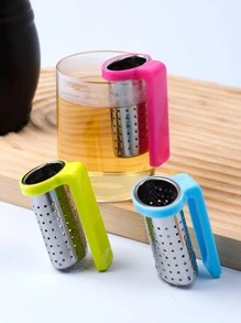 1pc Stainless Steel Cup Shaped Mini Tea Strainer, Rose Red Color Back To School