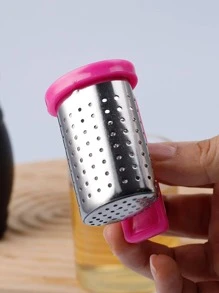1pc Stainless Steel Cup Shaped Mini Tea Strainer, Rose Red Color Back To School