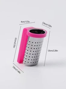 1pc Stainless Steel Cup Shaped Mini Tea Strainer, Rose Red Color Back To School