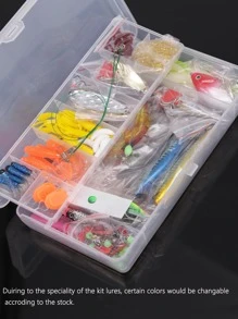 钓鱼 142 件钓鱼诱饵套装套件软硬诱饵鱼饵渔具套装仿生鲈鱼鳟鱼鲑鱼小鱼波帕曲柄拉特林诱饵钓鱼