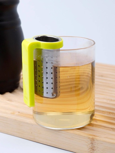 1 pieza Infusor de té mini colgante de acero inoxidable, de vuelta a la escuela en color verde