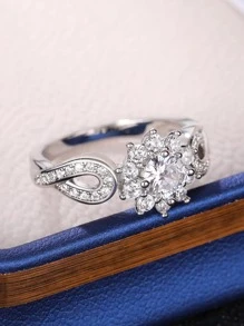 1 Chiếc Nhẫn Trang Trí Đính Đá Cubic Zirconia Quyến Rũ Cho Phụ Nữ Để Trang Trí Hàng Ngày - Bạc - Xem 5