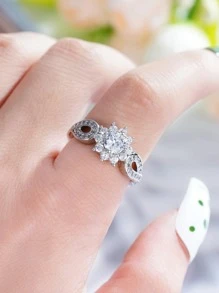 1 Chiếc Nhẫn Trang Trí Đính Đá Cubic Zirconia Quyến Rũ Cho Phụ Nữ Để Trang Trí Hàng Ngày - Bạc - Xem 7