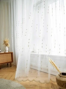 Polyester Sheer Panel Rèm, Phong cách Châu Âu Hình tròn Thêu Ngọc trai giả Trang trí Lọc ánh sáng Rèm Sheer Riêng tư cho Phòng ngủ - Nhiều màu - Xem 4