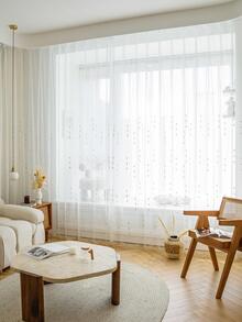 Polyester Sheer Panel Rèm, Phong cách Châu Âu Hình tròn Thêu Ngọc trai giả Trang trí Lọc ánh sáng Rèm Sheer Riêng tư cho Phòng ngủ - Nhiều màu - Xem 6