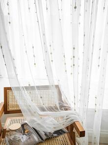 Polyester Sheer Panel Rèm, Phong cách Châu Âu Hình tròn Thêu Ngọc trai giả Trang trí Lọc ánh sáng Rèm Sheer Riêng tư cho Phòng ngủ - Nhiều màu - Xem 2