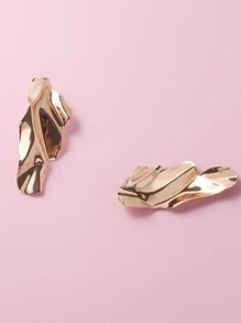 1pair Asymmetrical Left And Right Wing Shaped Stud Earrings - Gold - View 2