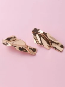 1pair Asymmetrical Left And Right Wing Shaped Stud Earrings - Gold - View 3