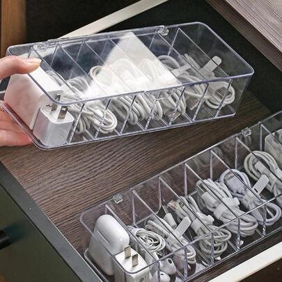 1pc PS Drawer Storage Box Clear Multi-Grid Desk Drawer Organizer Tray Home Office Desktop Organization Container Casual Minimalist Decorative Storage Solution Bedroom Closet Kitchen Drawer Divider Compartment Organizer Supplies Storage Box