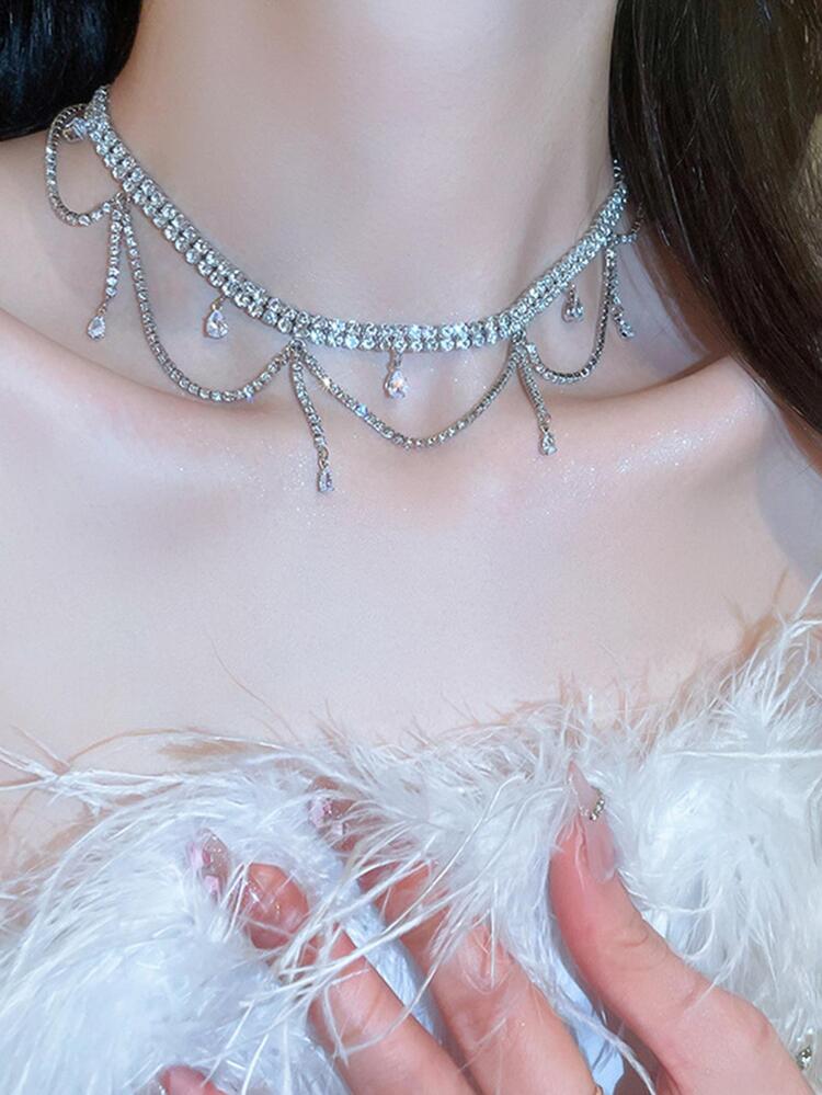 Andkiss Cubic Zirconia Decor Necklace