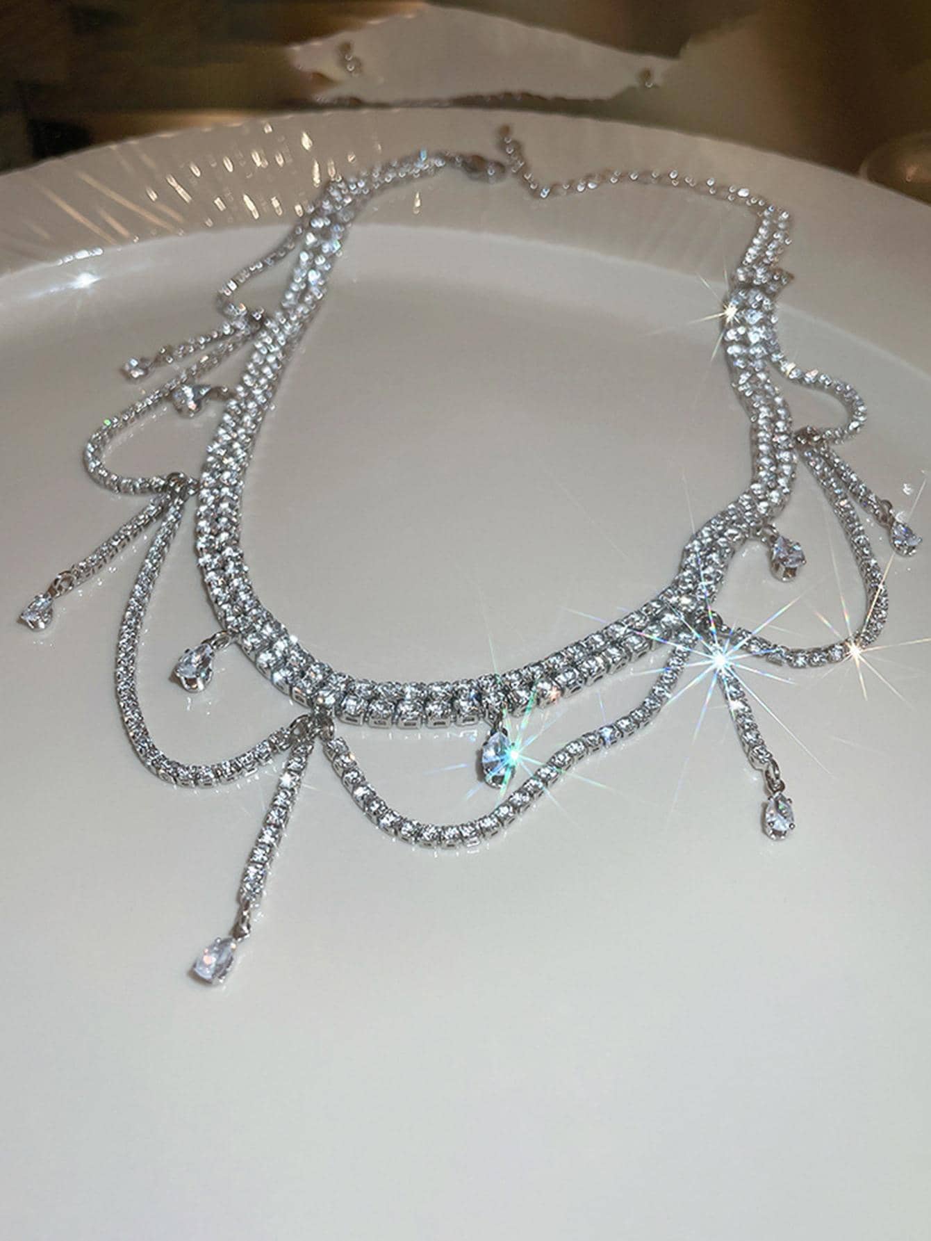 Andkiss Cubic Zirconia Decor Necklace