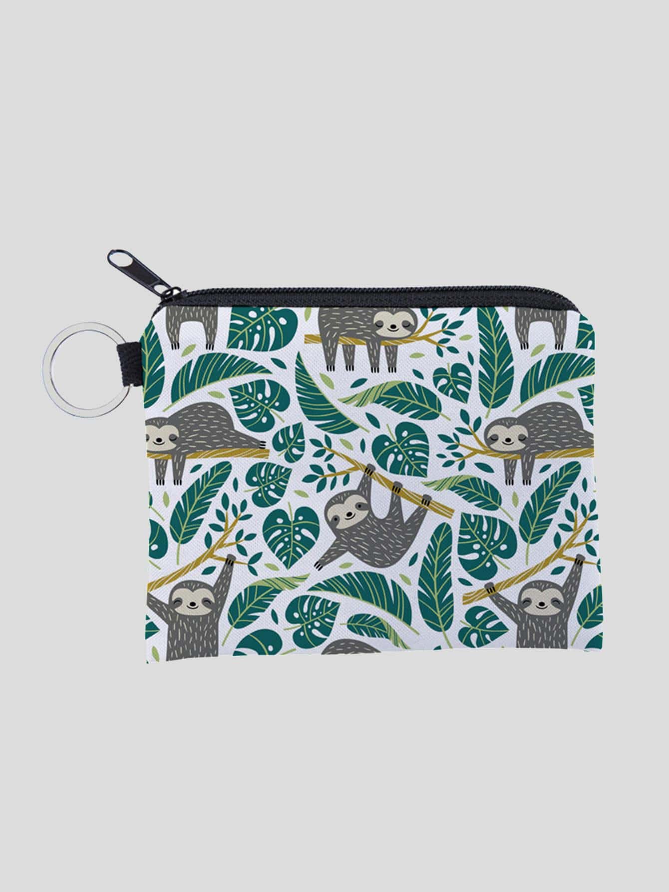 QYeah 1 Túi Đựng Hoa Văn Nhiệt Đới & Con Lười, Ví Tiền Xu Chống Thấm Nước Polyester Hiện Đại Cho Hoạt Động Ngoài Trời - Nhiều màu - Xem 1