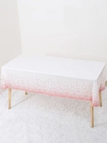 1pc PEVA Disposable Table Cover, Minimalist Polka Dot Pattern Disposable Tablecloth For Party,Christmas - Pink - View 7