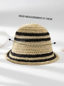New Arrival Women's French Style Braided Straw Hat, Sun Protective Bucket/Bucket Hat - Beige - View 4