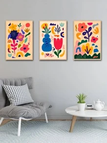 3 Cái/bộ Họa Tiết Hoa Có Khung Tranh Hiện Đại Polyester Treo Tường Tranh Nghệ Thuật Cho Trang Trí Tường Nhà - Nhiều màu - Xem 4