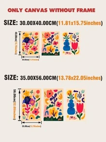 3 Cái/bộ Họa Tiết Hoa Có Khung Tranh Hiện Đại Polyester Treo Tường Tranh Nghệ Thuật Cho Trang Trí Tường Nhà - Nhiều màu - Xem 3