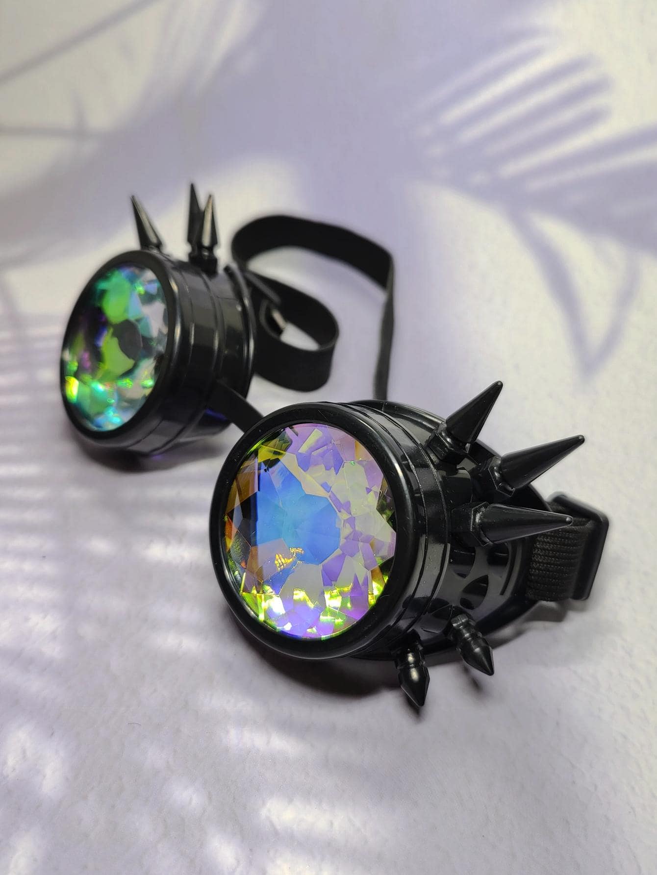 1pc Cyberpunk Style Steampunk Copper Rivet Design Kaleidoscope Multifaceted Prism Decorative Glasses, Perfect For Halloween, Cosplay Party, And Motorcycle Riding - Black - View 1