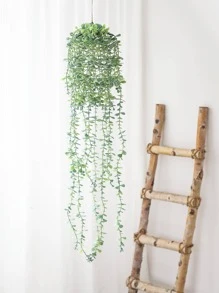 1入組人造葉藤簡易塑料懸掛假植物無花盆用於家居裝飾 - 綠色 - 查看 3