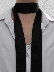 1pc Lady's Solid Color Fashion Stylish Decor Accessory Scarf, Suitable For Workplace - Black - View 3