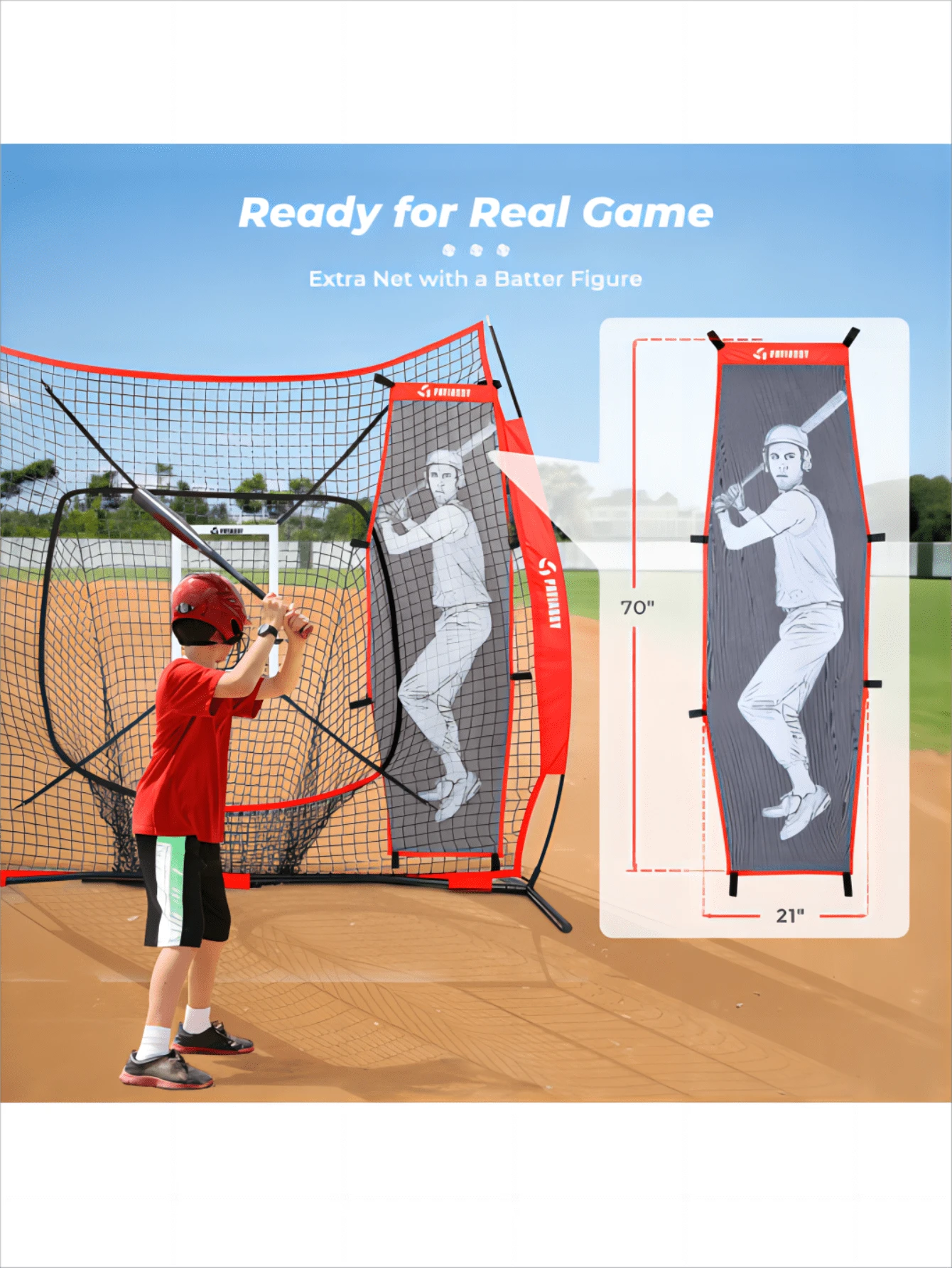 Patiassy 7'x7' Baseball Softball Net For Hitting And Pitching With