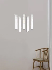 5 miếng dán tường gương hình chữ nhật, gương trang trí hình học hiện đại cho gia đình - Bạc - Xem 4