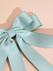 1个闪亮缎带蝴蝶结发夹，长尾设计，适合女性日常、派对和节日佩戴，可爱情人节爪夹，发爪，发卡，学生用品，优雅，学院风，蝴蝶结，发饰，头饰，发夹 - 綠松石色 - 查看 5