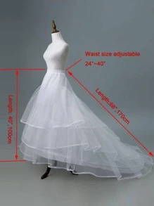 1 件女士网眼装饰优雅衬裙，适合婚礼秋季女士服装 - 白色 - 查看 5